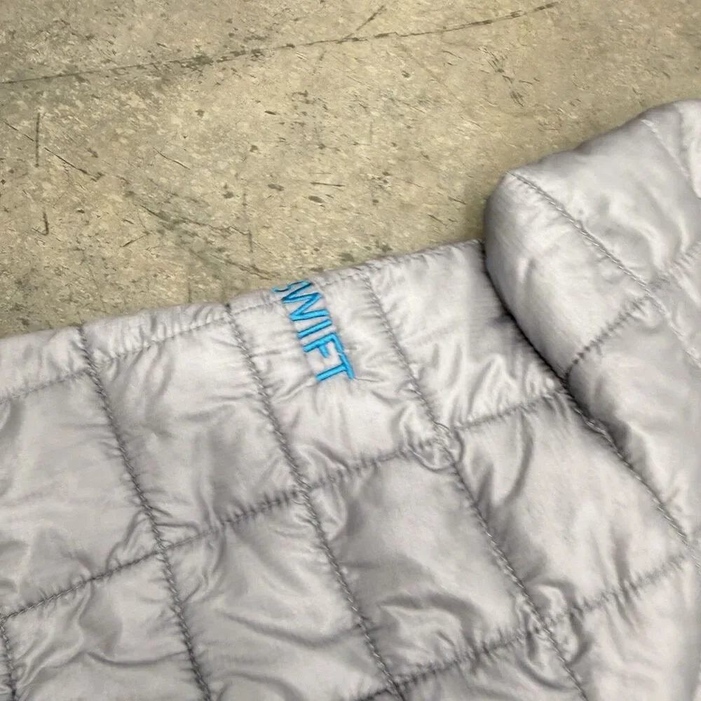 North Face ThermoBall Jacket Mens Medium Gray Full Zip Lightweight -Company Logo